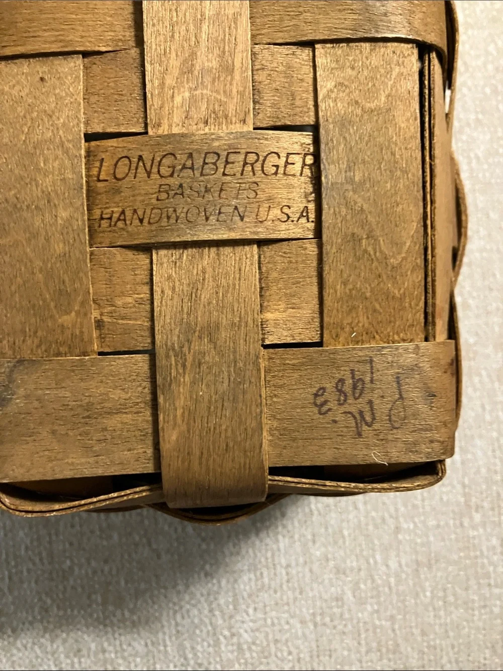Longaberger Brown Handwoven Handle Basket Duo